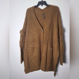 Design Lab Lord&Taylor - Cozy Brown Knit Cardigan Womens Size 1x